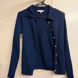 NWT Nanette Lepore Blue Ribbed Knit Cardigan - S